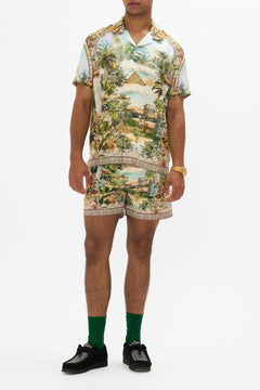 CAMILLA Short Sleeve Camp Collared Shirt in Views of the Valley Print