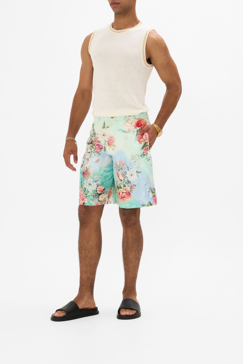 CAMILLA Fixed Waist Mid Length Walk Short in The Jewellery Museum print. 