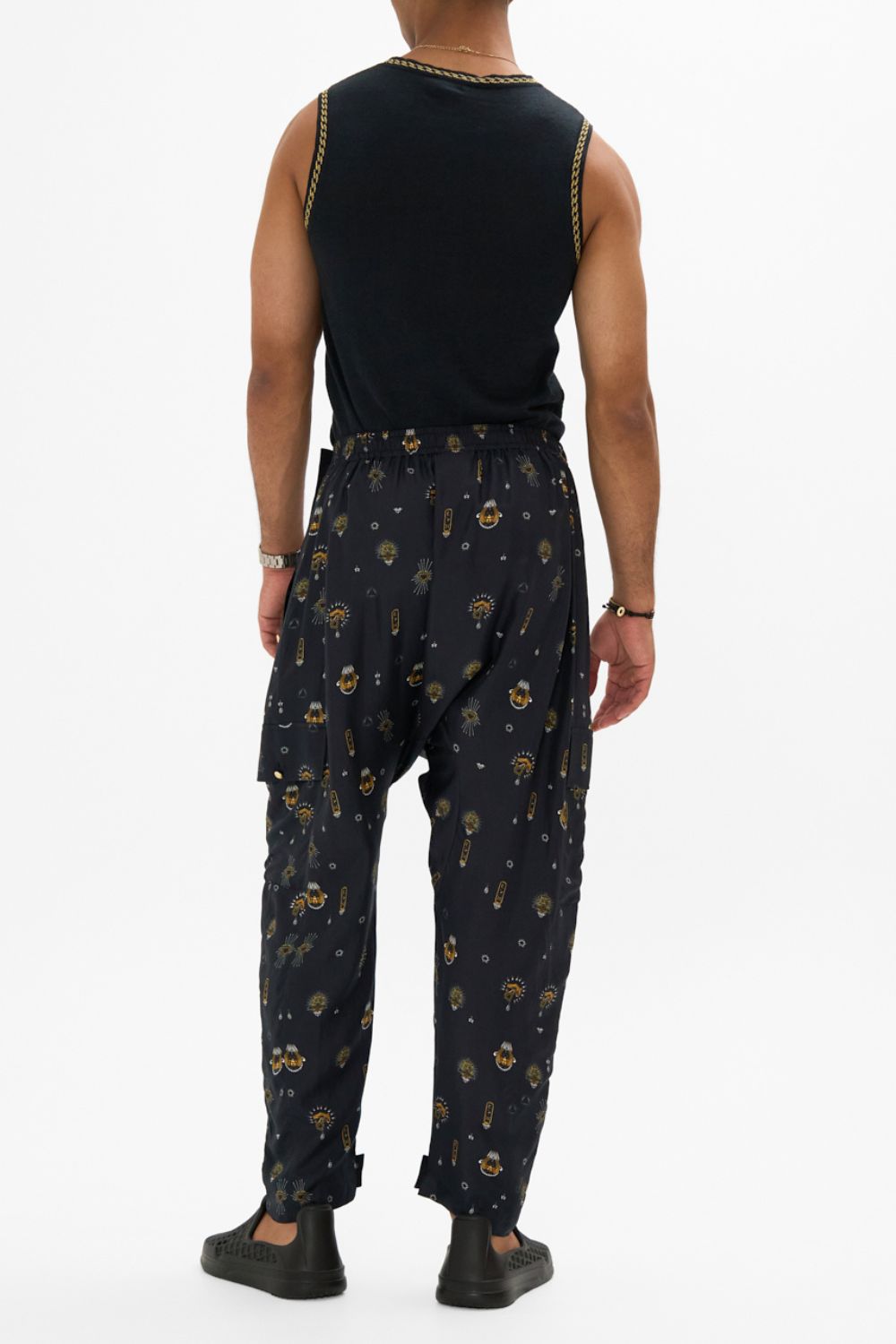 The CAMILLA JERSEY FLARED PANT CALL ME CLEOPATRA in our  print.