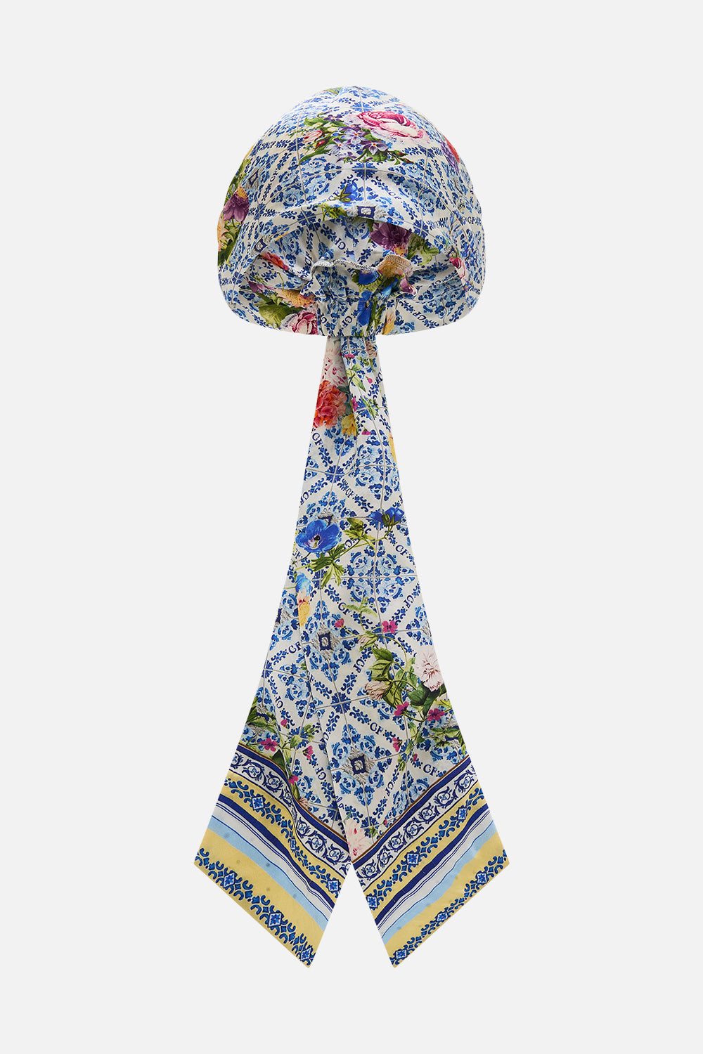 CAMILLA Headscarf With Long Ties in Wall To Wall Wonders print