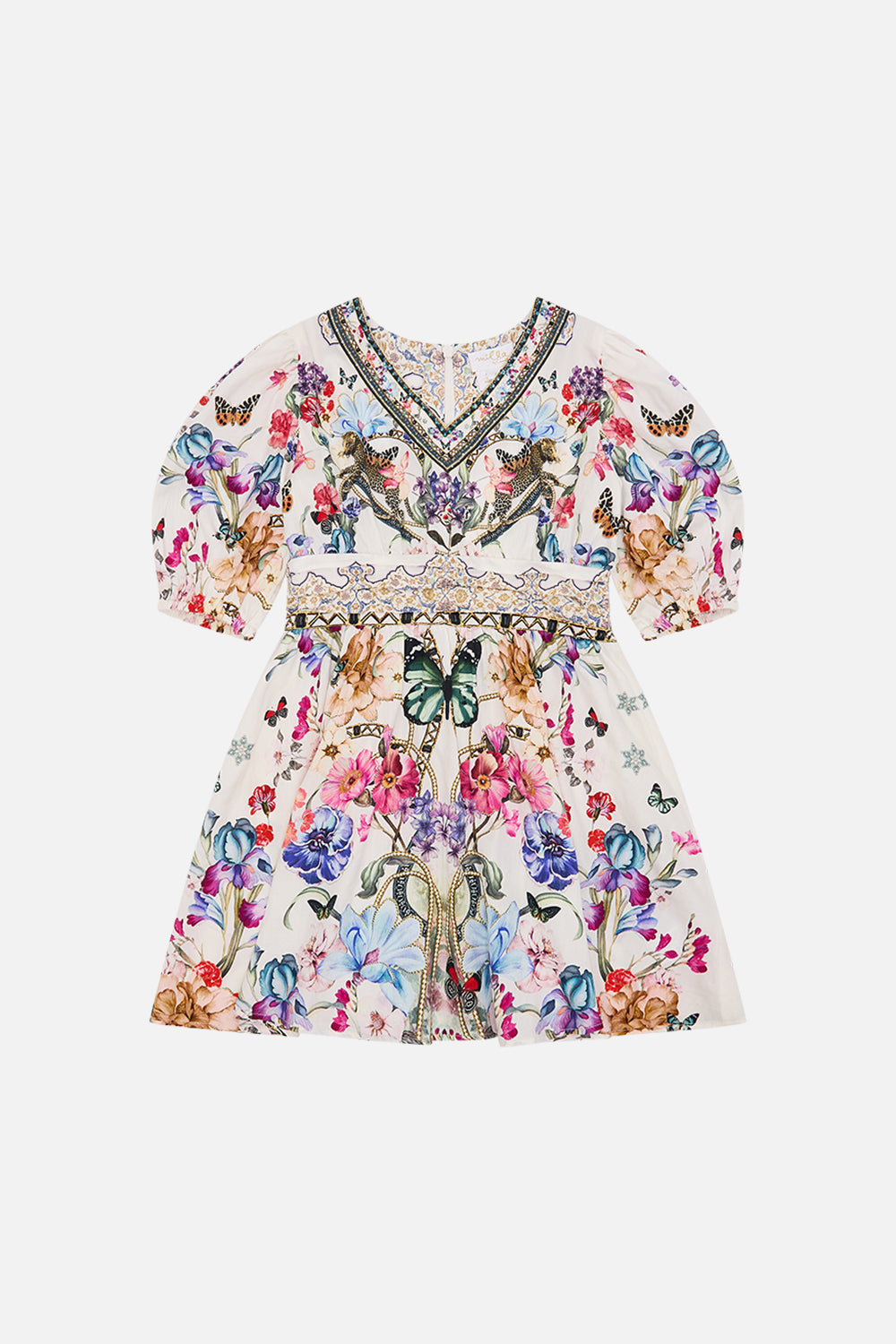 The CAMILLA LOW BACK HALTER ONE PIECE WITH TRIM READY FOR MY WELCOME DRINK in our  print.