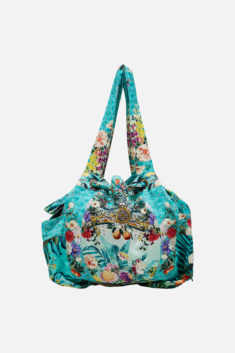 CAMILLA Drawstring Beach Bag in Gardens Of Queluz print
