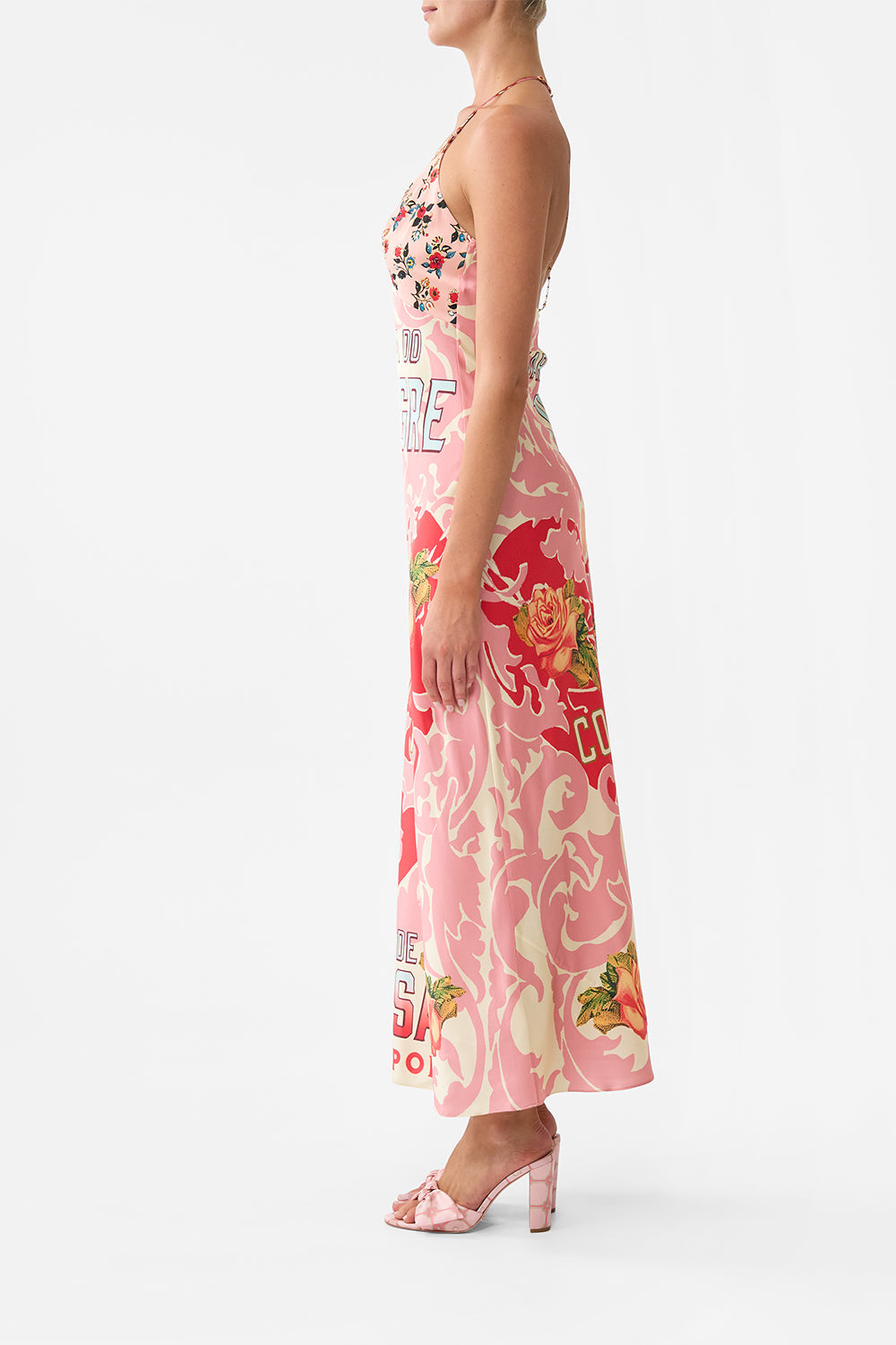 The CAMILLA Chain Detail Slip Dress in our Pink Porto print.