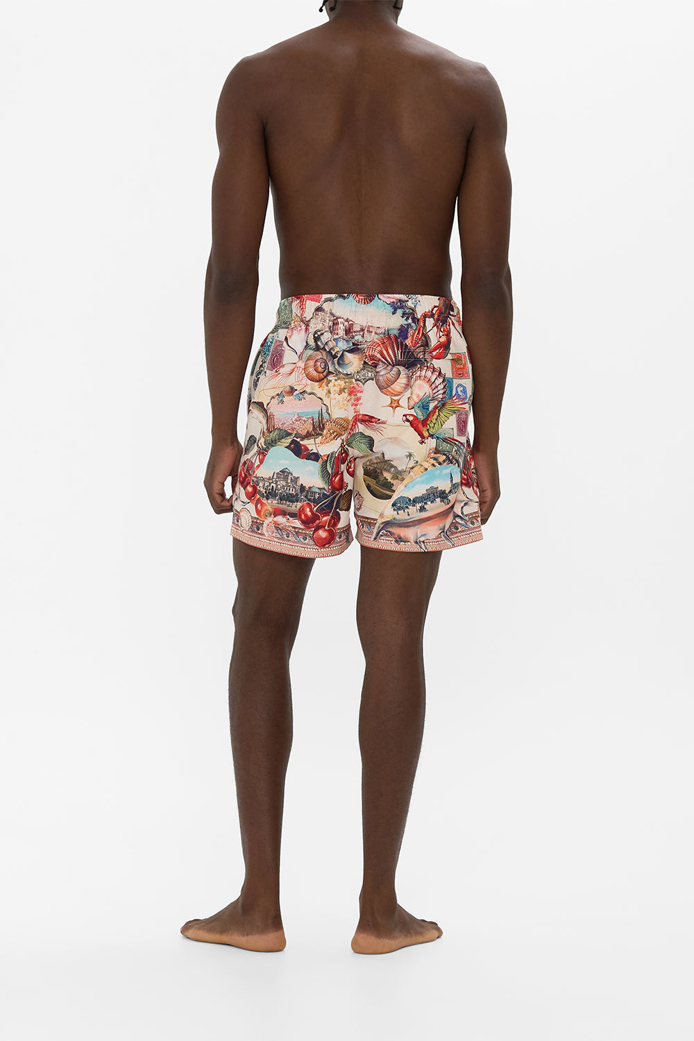 The CAMILLA mid length boardshort with elastic waist from our print notes from the road