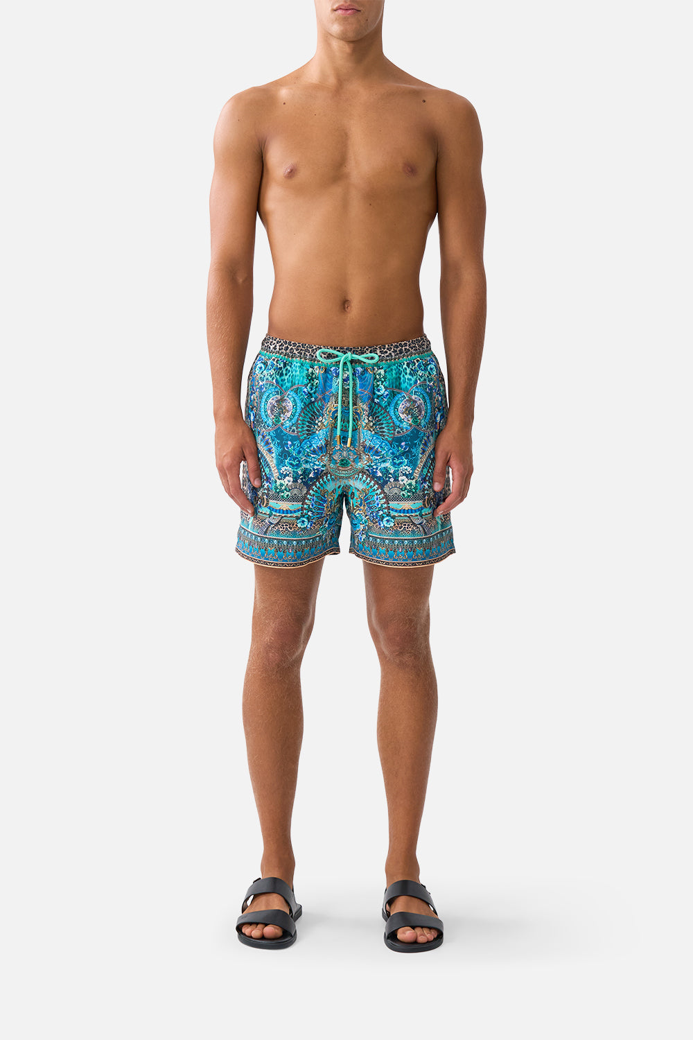 The CAMILLA GATHER WAIST SHORT DRESS MAGIC OF THE MERCADO in our MAGIC OF THE MERCADO print.