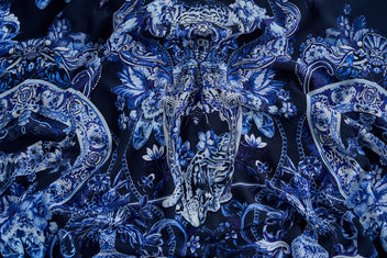 RAGLAN SHIRRED WAIST DRESS DELFT DYNASTY