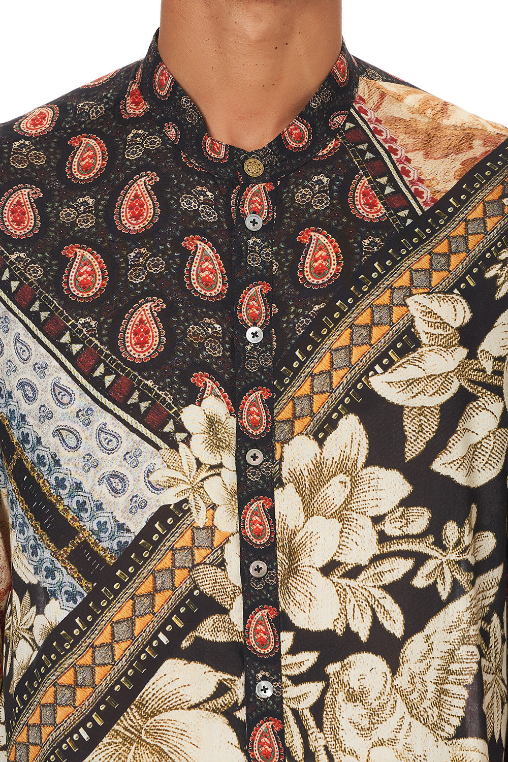 LONG SLEEVE MANDARIN COLLAR SHIRT MEADOW HE WROTE