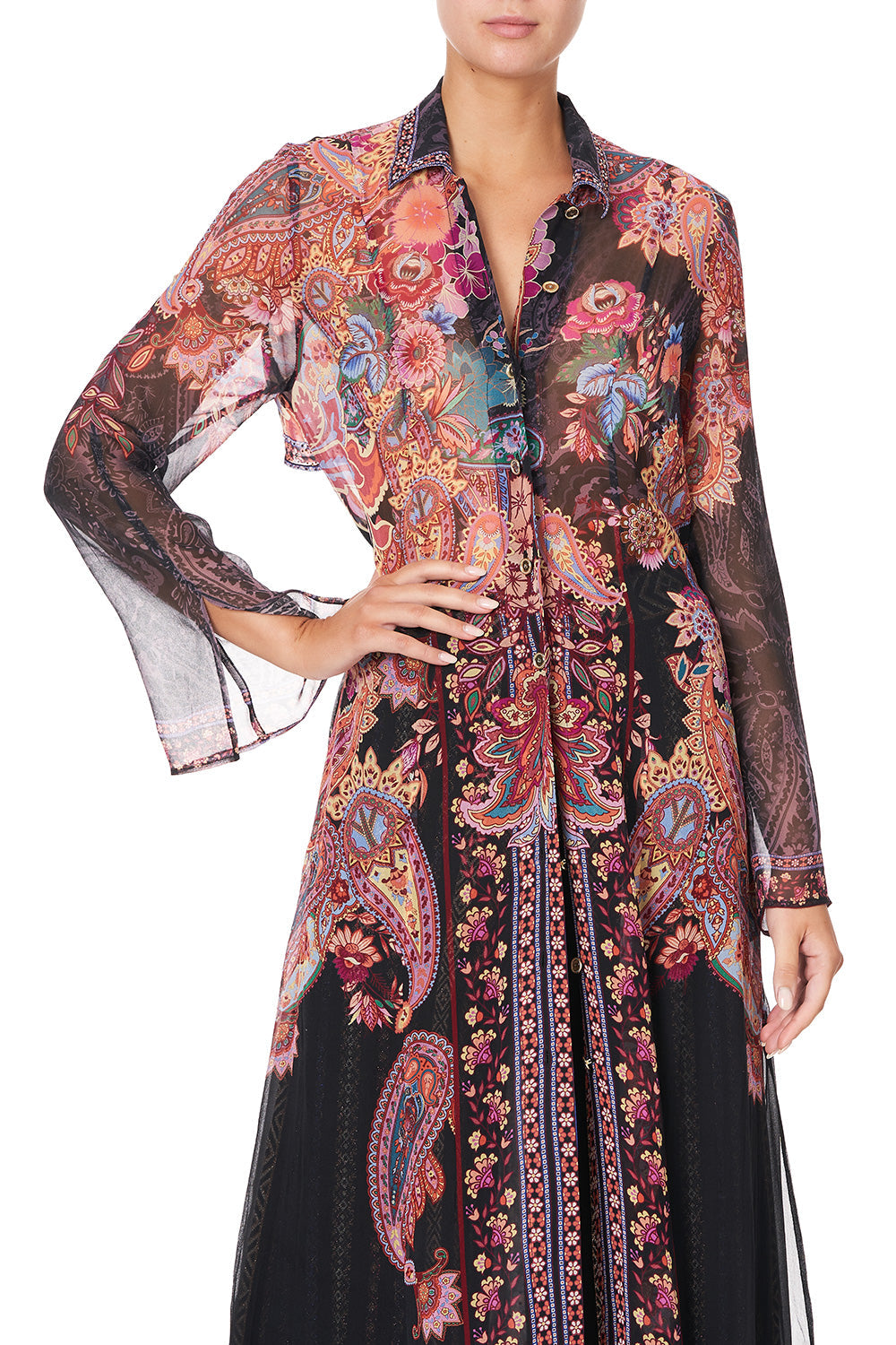 PRINTED TRENCH SWINGING SIXTIES