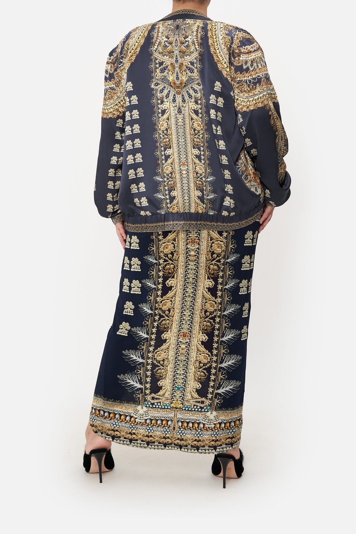 LONG SPLIT FRONT TWIST DRESS ITS ALL OVER TORERO