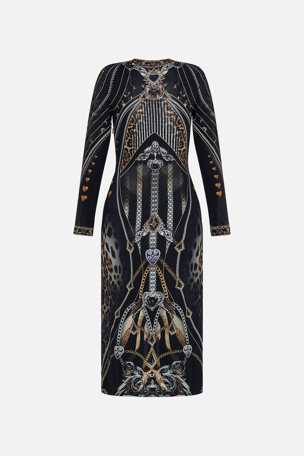 Back product view of CAMILLA jersey midi dress in Chaos In The Cosmos animal print