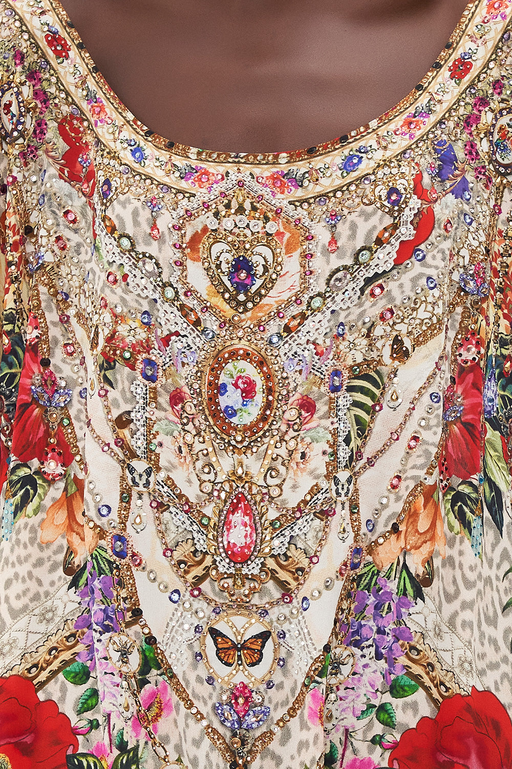 ROUND NECK KAFTAN LEOS BOUQUET