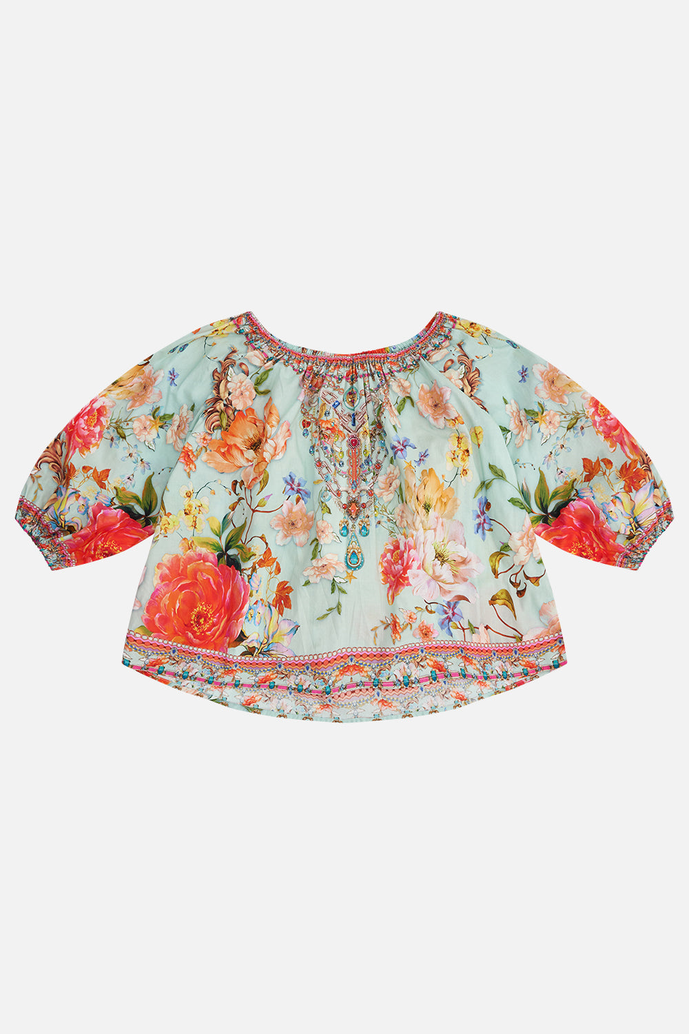Product view of MILLA By CAMILLA kids floral blouse in Talk The Walk print 