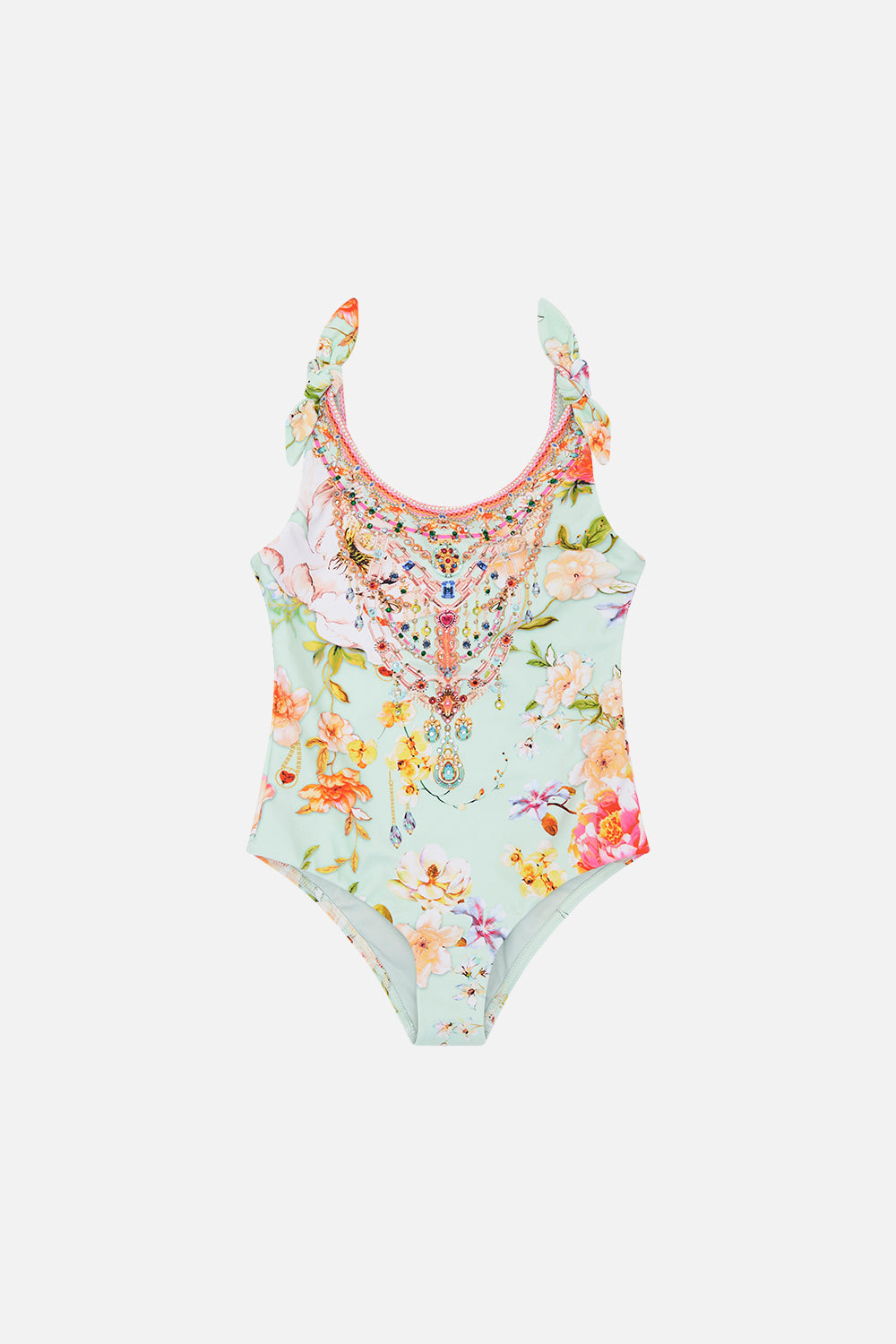 Product view of MILLA BY CAMILLA kids one piece swimsuit in Talk The Walk print