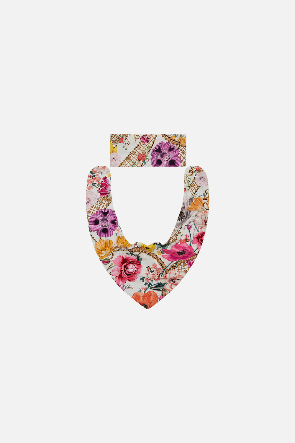 Product view of MILLA By CAMILLA babies floral bib and headband set in Destiny Calling print