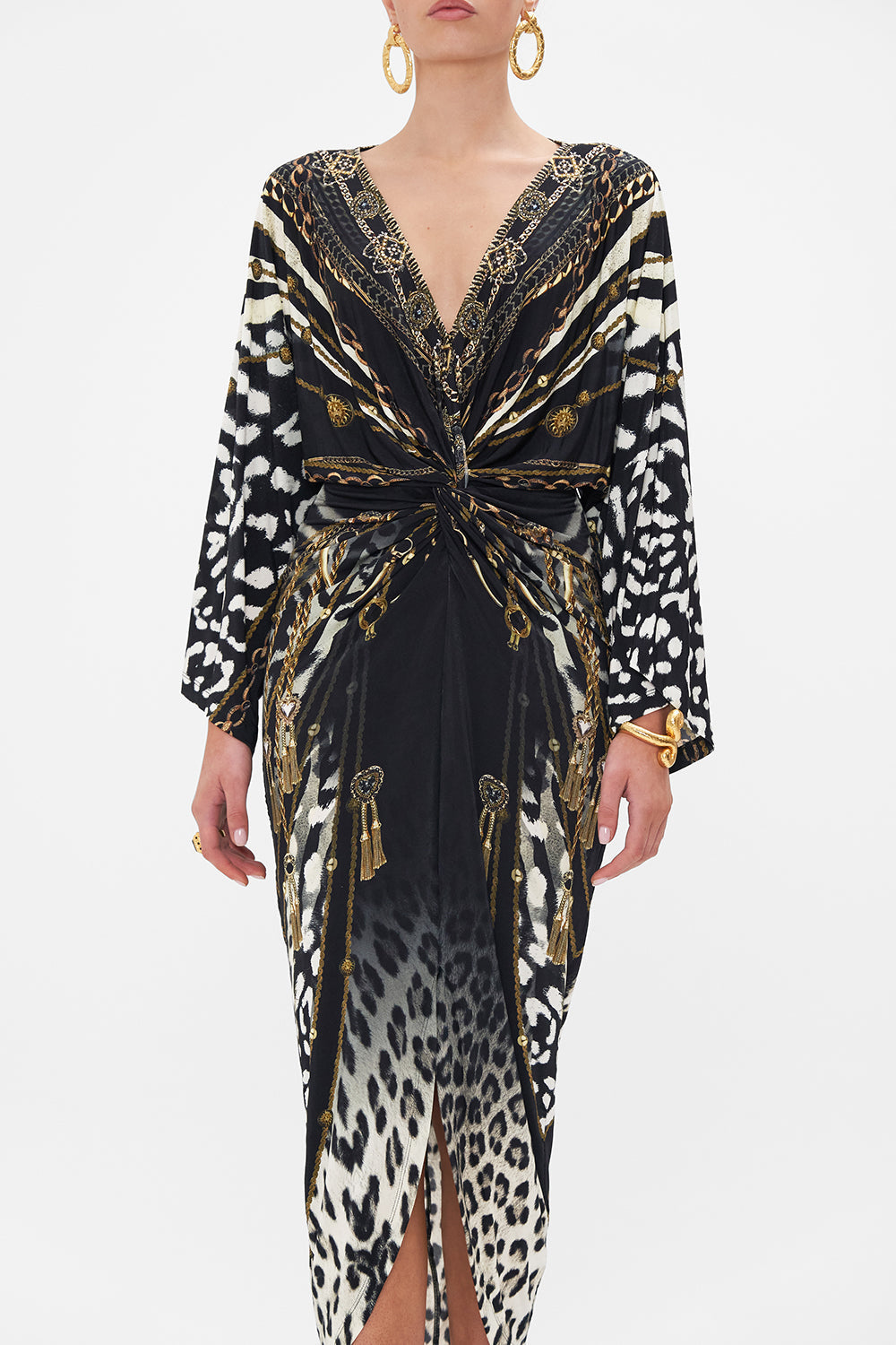 LONG SPLIT FRONT TWIST DRESS UNTAMED ROYALTY