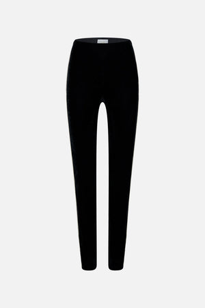 Product view CAMILLA black velvet pants in Curtain Call Chaos