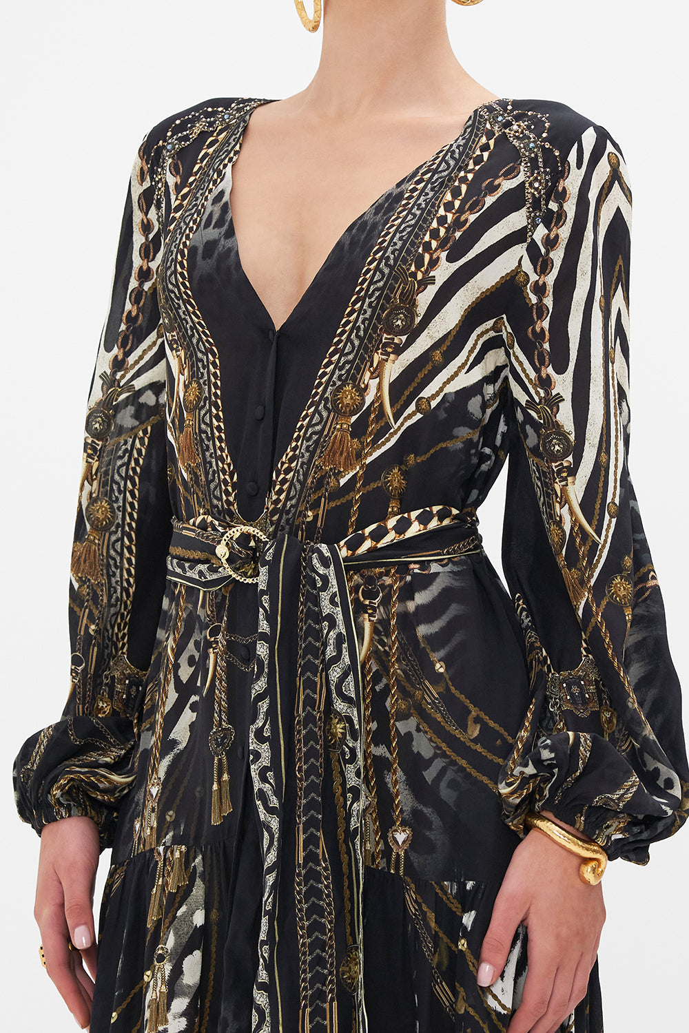 V NECK DRESS WITH BELT UNTAMED ROYALTY