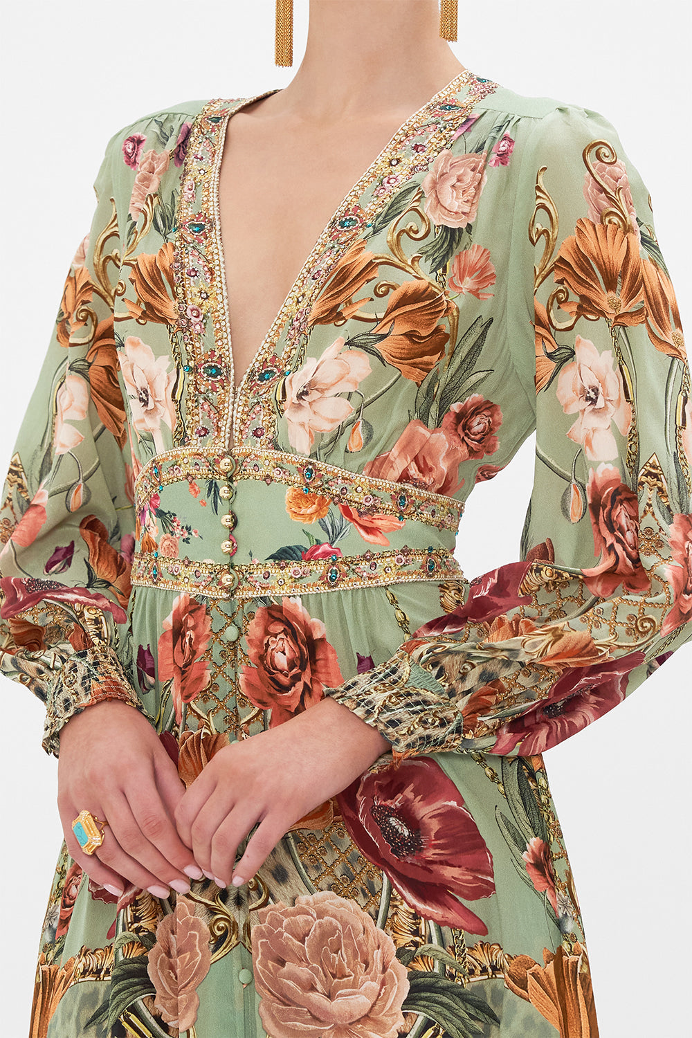 BUTTON DRESS WITH SHAPED WAISTBAND BY THE MEADOW