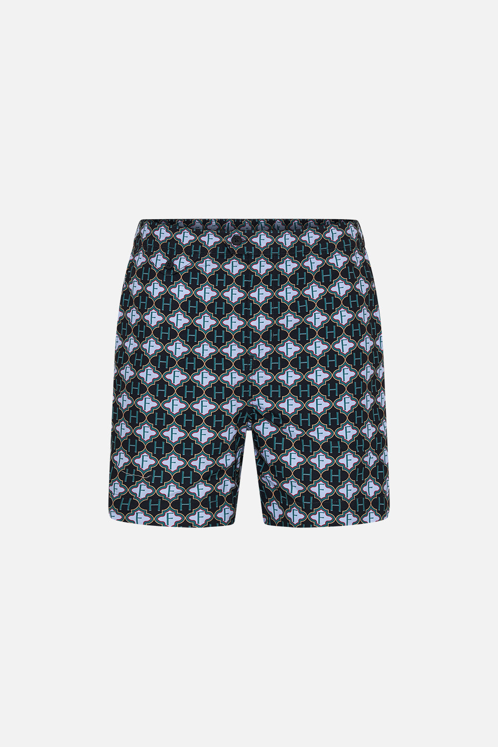 Product view of Hotel Franks by CAMILLA mens monogram print boardshorts in Jealousy And Jewels print