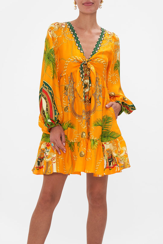 Short Tie Front Blouson Dress The Kindest One Of All - Camilla