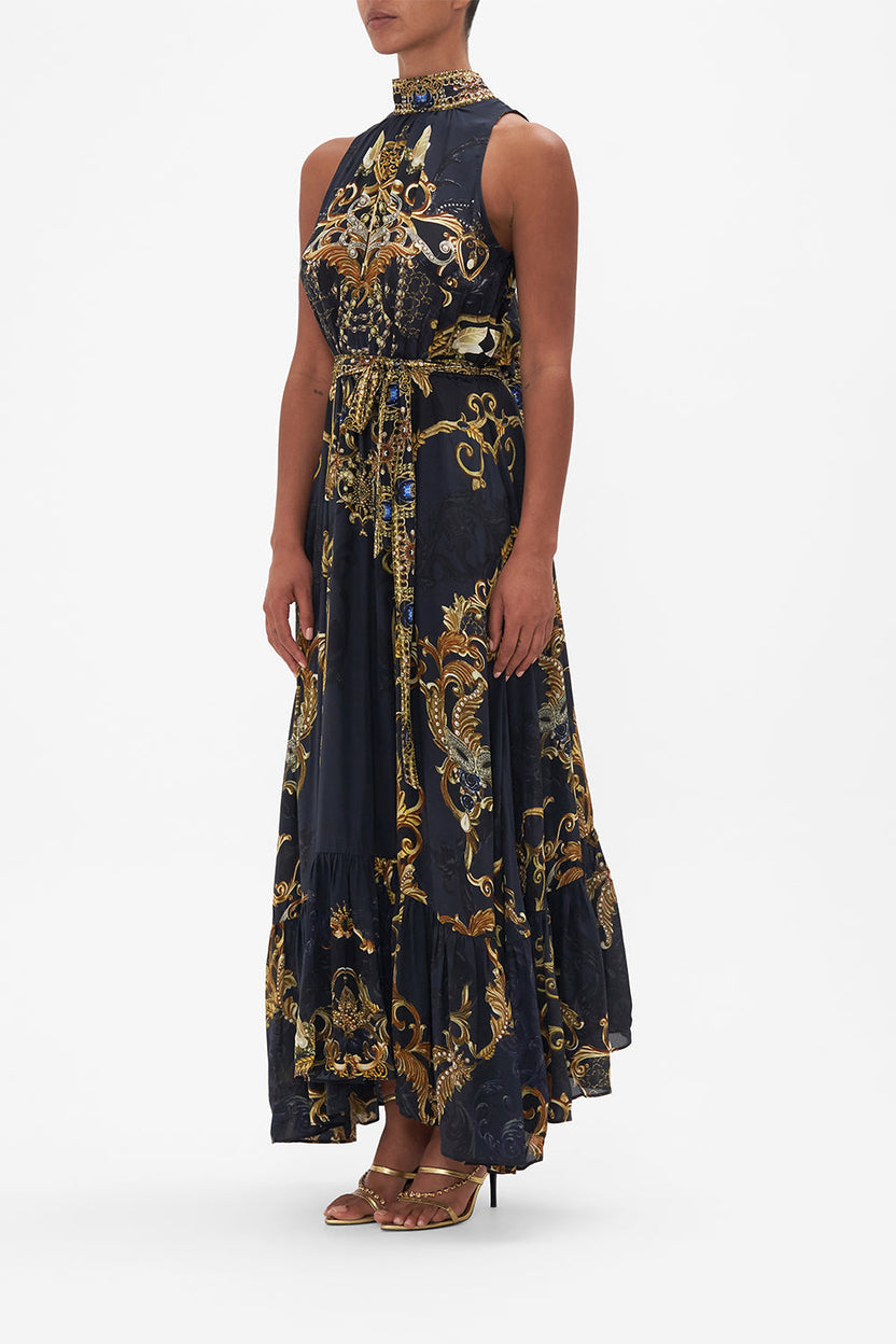 NECKTIE DRESS WITH ELASTICATED WAIST CALL OF THE CANAL