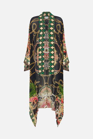 Product view of CAMILLA silk kimono in Jealousy and Jewels  print 
