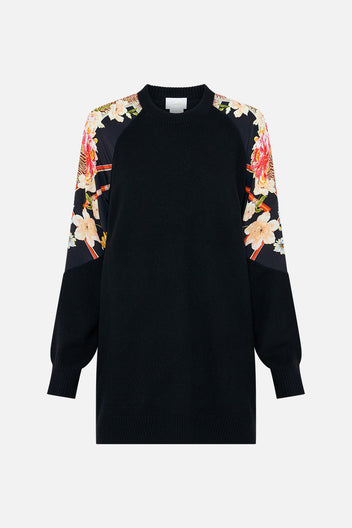 WOOL CASHMERE SILK SPLICED SHOULDER KNIT LOOKING GLASS HOUSES
