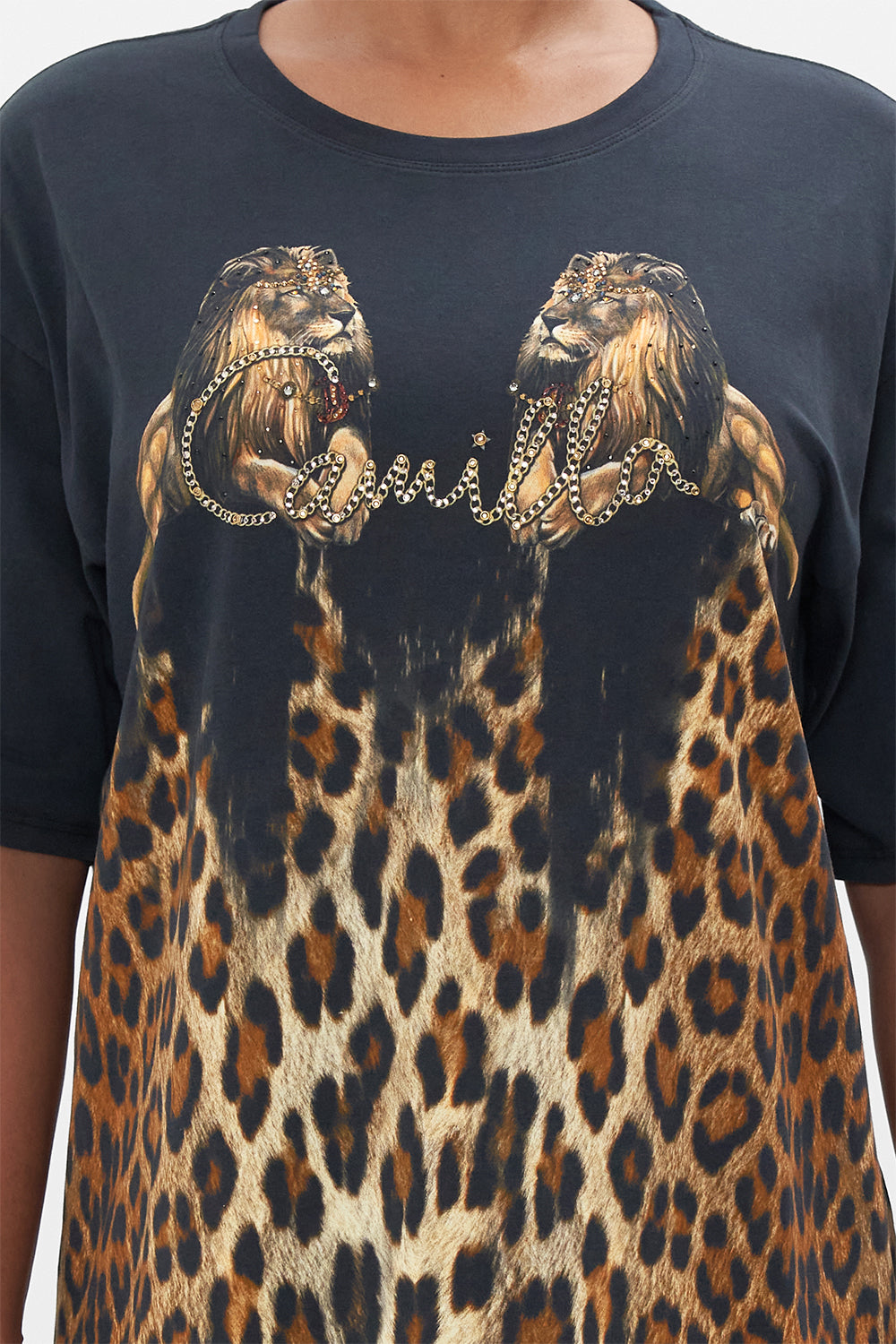 ORGANIC COTTON OVERSIZE BAND TEE - PRINTED JUNGLE DREAMING