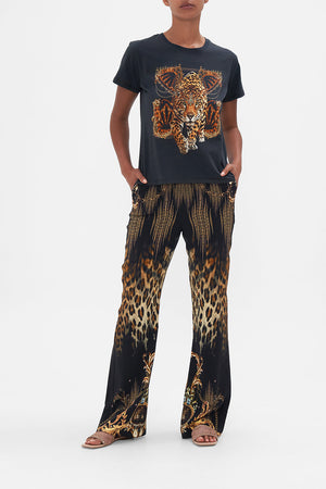 Front view of model wearing CAMILLA graohic tee in Jungle Dreaming print