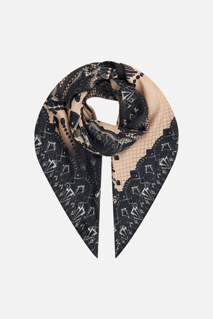Product view of CAMILLA silk quare scarf in Curtain Call Chaos print