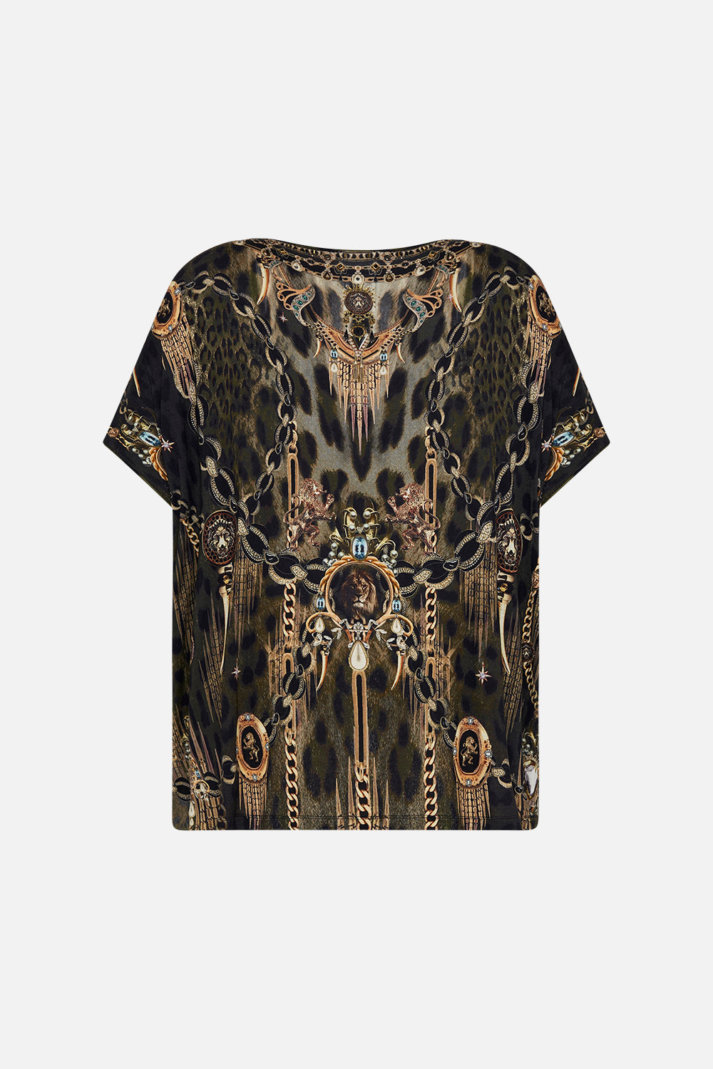 LOOSE FIT ROUND NECK TEE - ALL OVER PRINT LIONS MANE