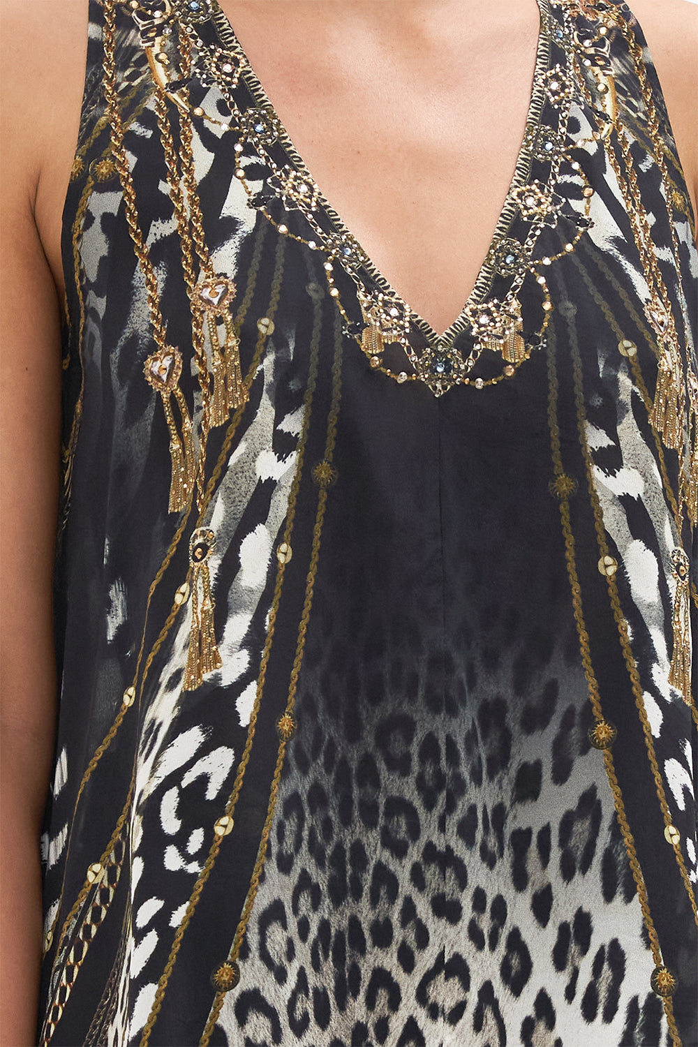 V NECK BUTTON BACK TOP UNTAMED ROYALTY