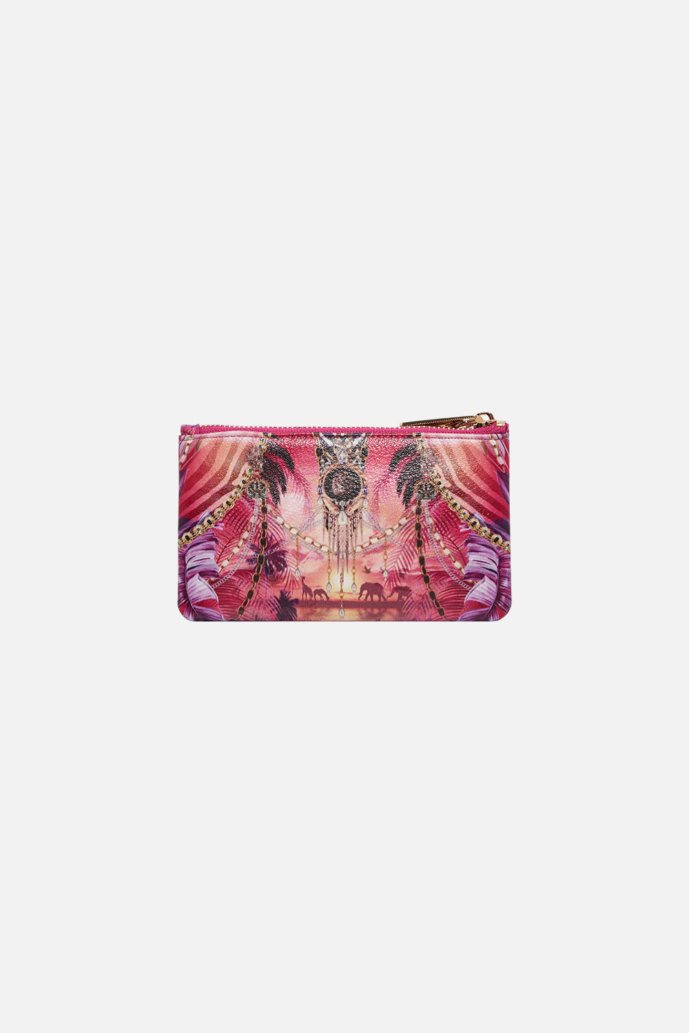 Detail view of CAMILLA cardholder in Wild Loving print