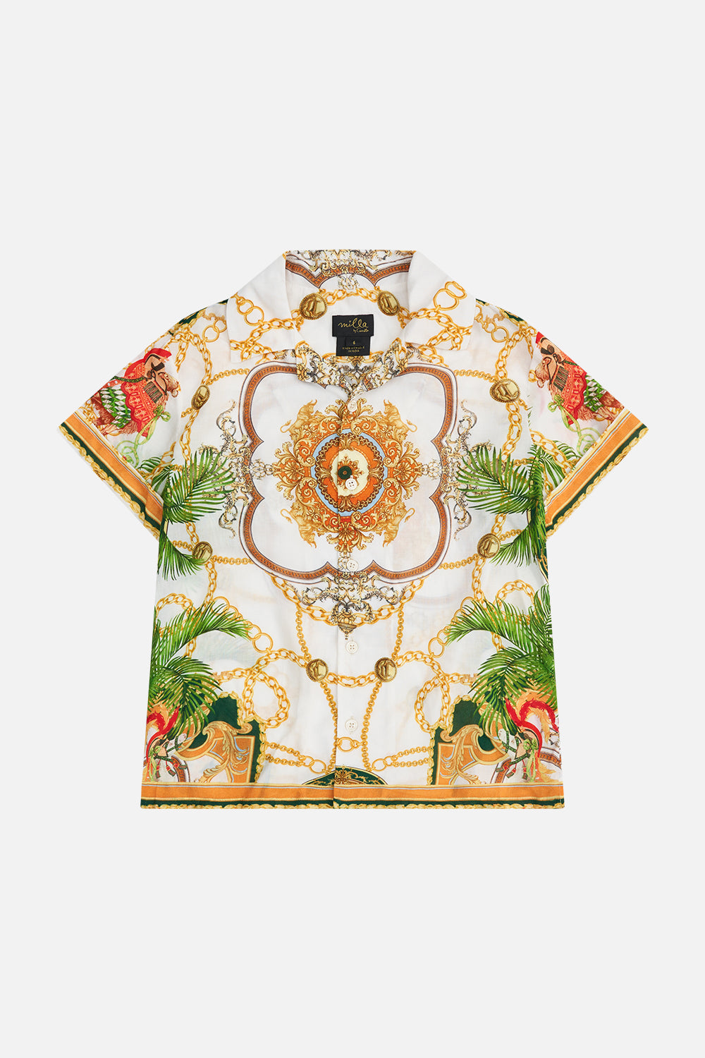 Product view of MILLA By CAMILLA boys short sleeve shirt in My Sweet Devotion print