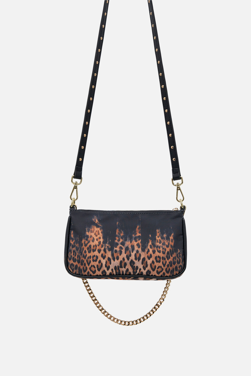 Back product view of CAMILLA black nylon bag in Jungle Dreaming animal print 
