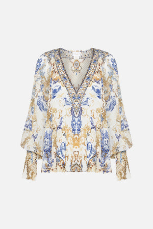 Product view of CAMILLA silk blouse in Soul Searching print