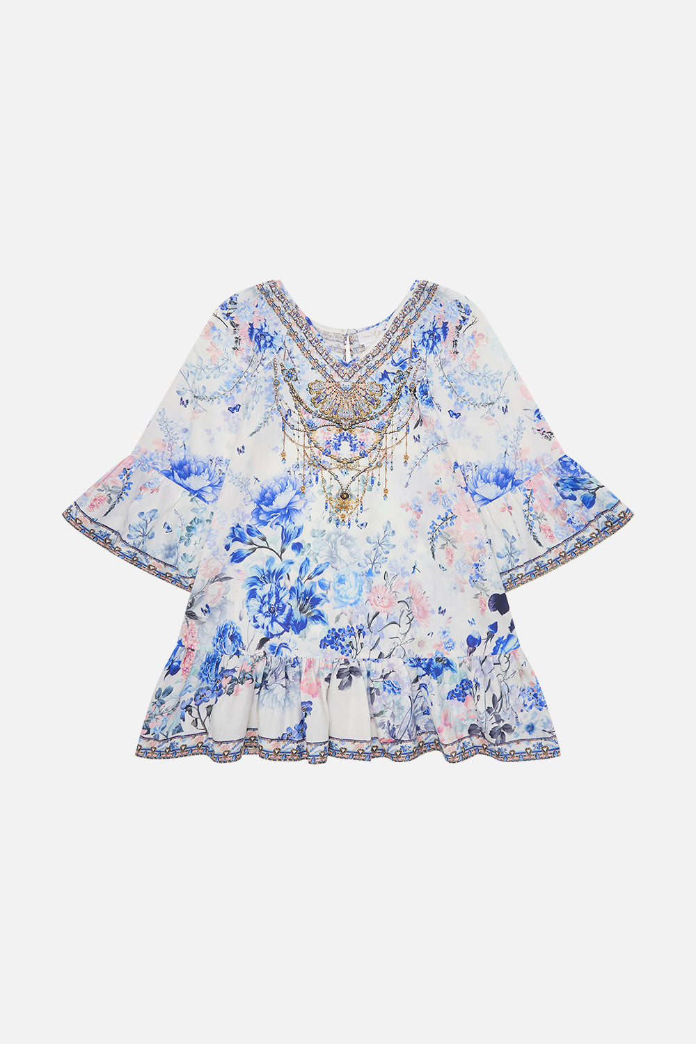Product view of MILLA BY CAMILLA kids floral dress in Tuscan Moondance print