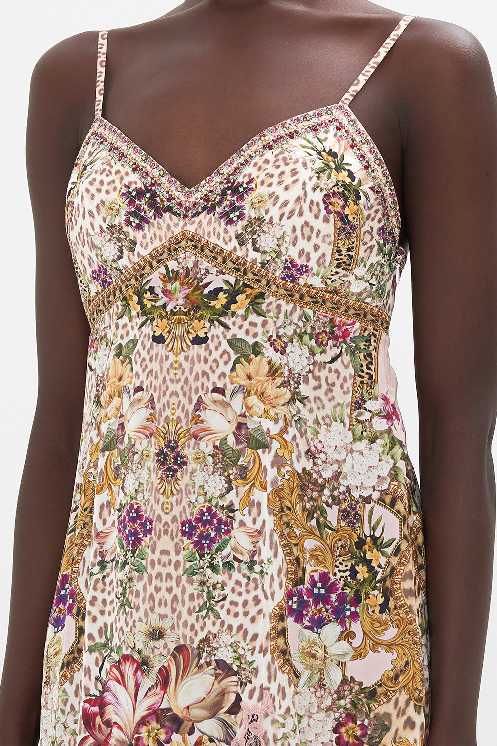 SHORT SLIP DRESS WITH TOPSTITCHING BAMBINO BLISS