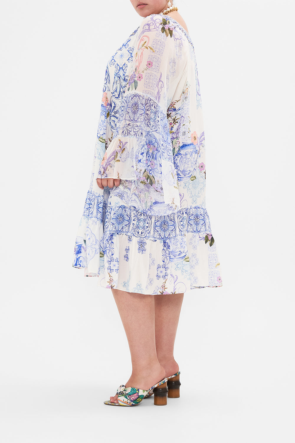 A-LINE GATHERED PANEL DRESS PAINT ME POSITANO