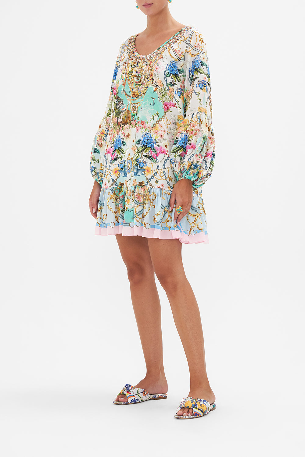 BLOUSON SLEEVE A LINE FRILL DRESS AMALFI LULLABY
