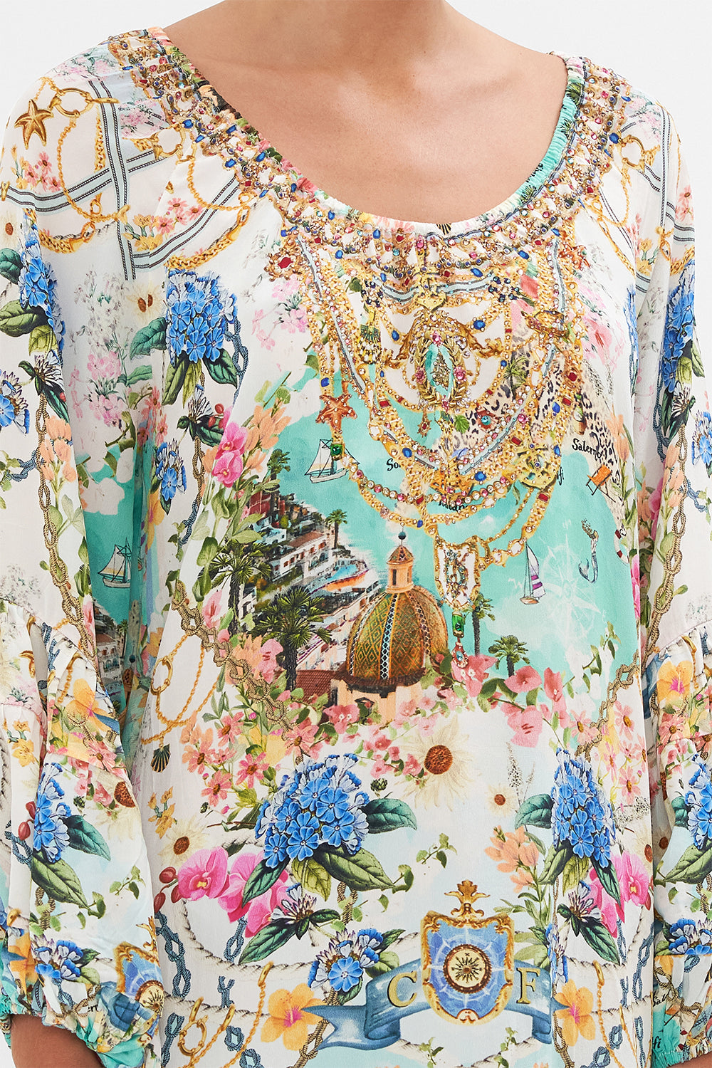 BLOUSON SLEEVE A LINE FRILL DRESS AMALFI LULLABY