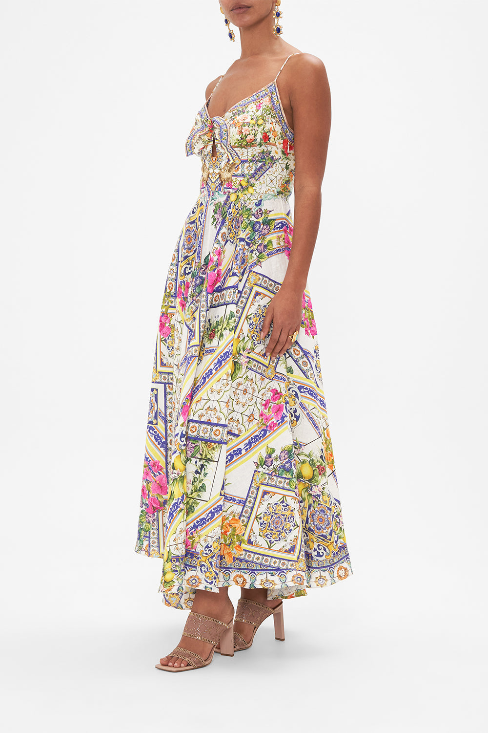 WAISTED DRESS WITH HEM RUFFLE AMALFI AMORE