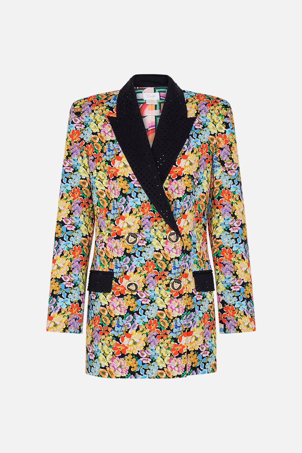 The CAMILLA WING COLLAR KAFTAN DEAR AMORE MIO in our  print.