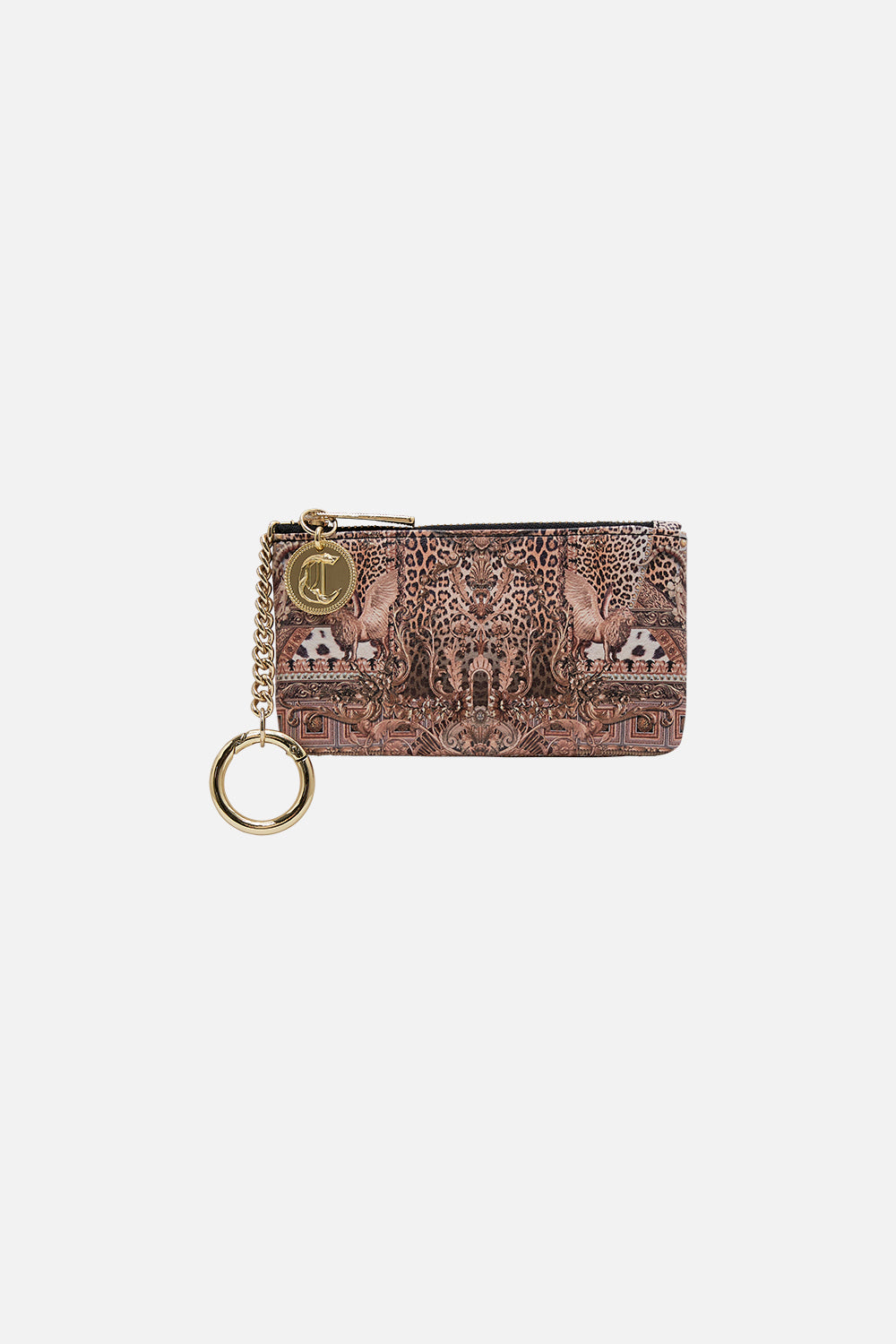 Product view of CAMILLA leopard print cardholder pouch in Standing Ovation print 