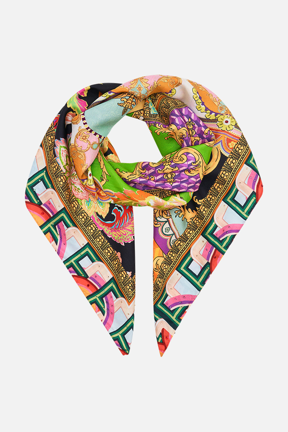 Product view of CAMILLA silk square scarf in Sundowners in Sicily print