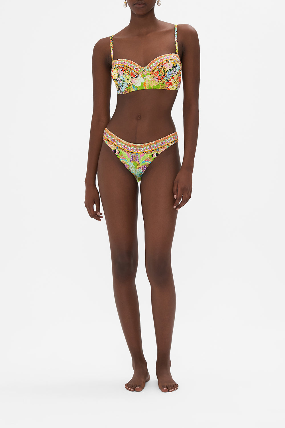 The CAMILLA PLUNGE NECK HALTER ONE PIECE MEET ME IN MARCHESA in our  print.