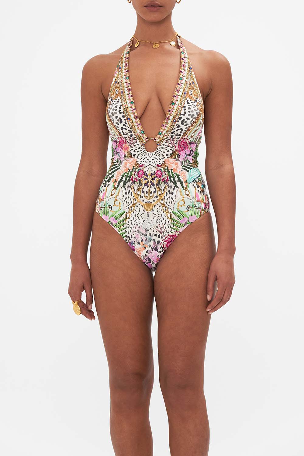 RING DETAIL PLUNGE V ONE PIECE DEAR AMORE MIO