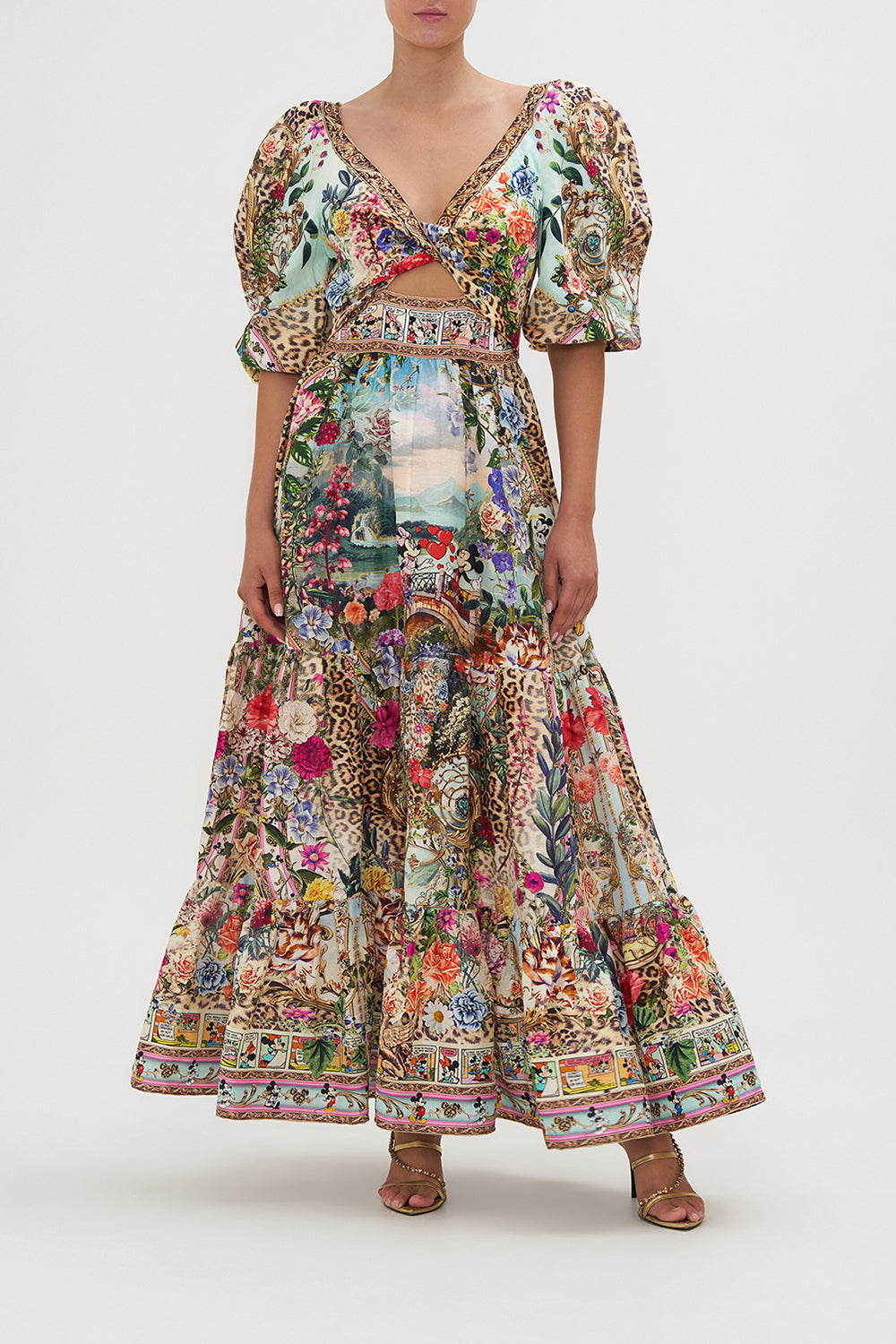 Tiered Puff Sleeve Dress Mickey Takes A Trip print by CAMILLA