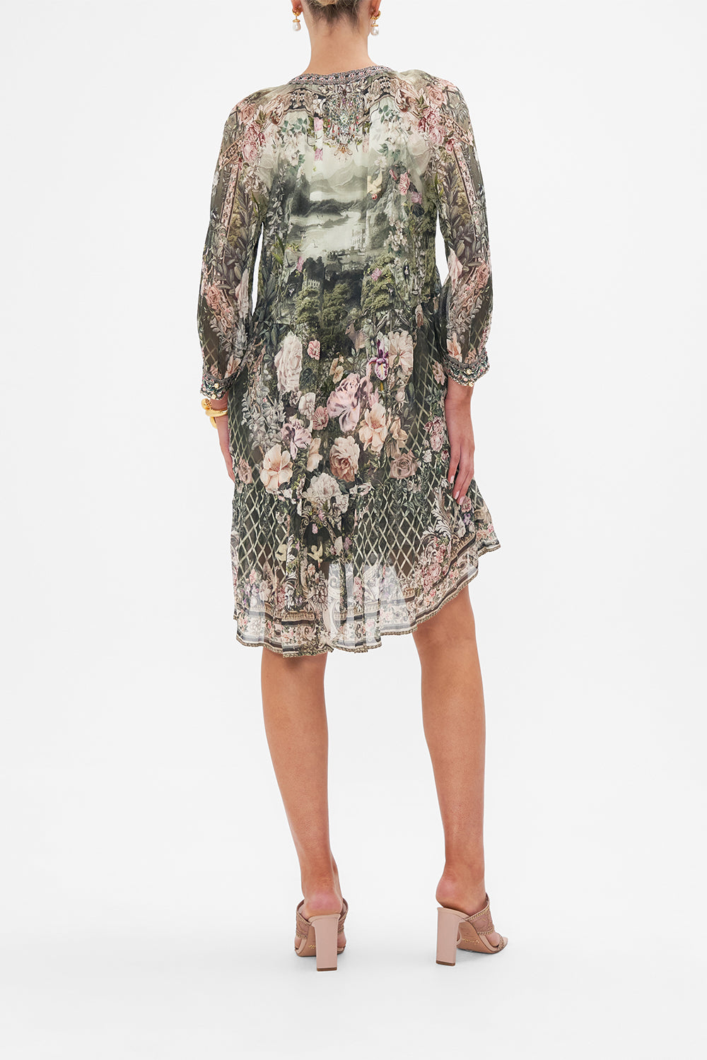 SHORT GATHERED PANEL DRESS GARDEN OF GOOD FORTUNE