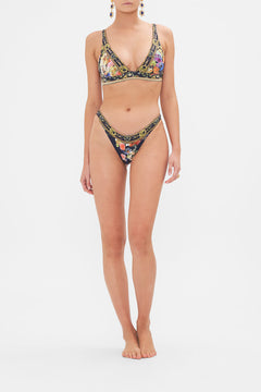 Front view of model wearing CAMILLA underwear  brief in Play Your Cards Right floral print